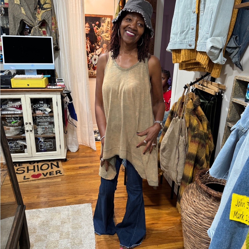 Jaiden Weathered Tank -Washed Olive